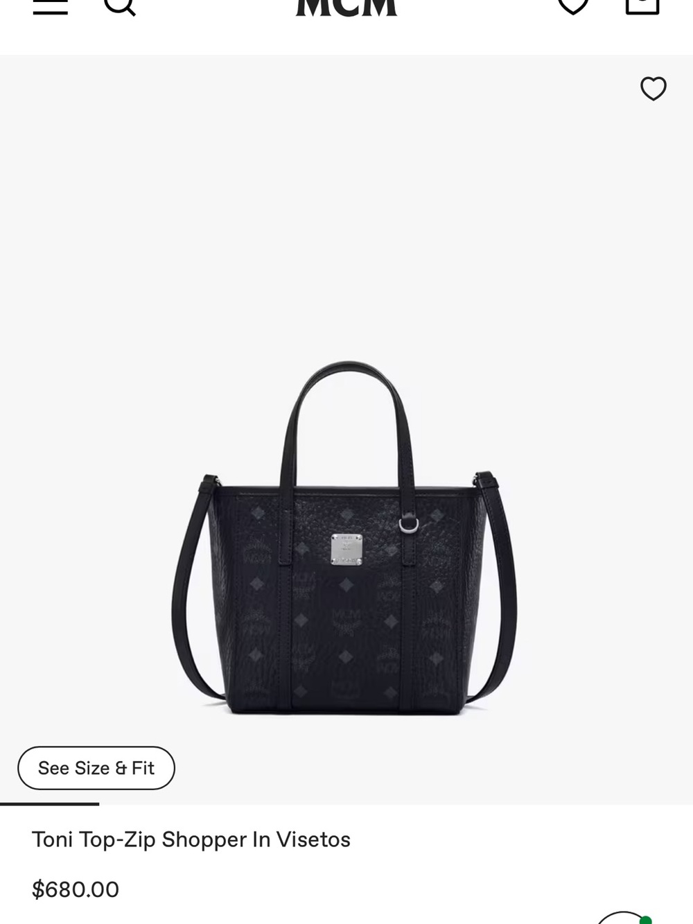 MCM Black Visetos Toni Top-Zip Shopper Tote